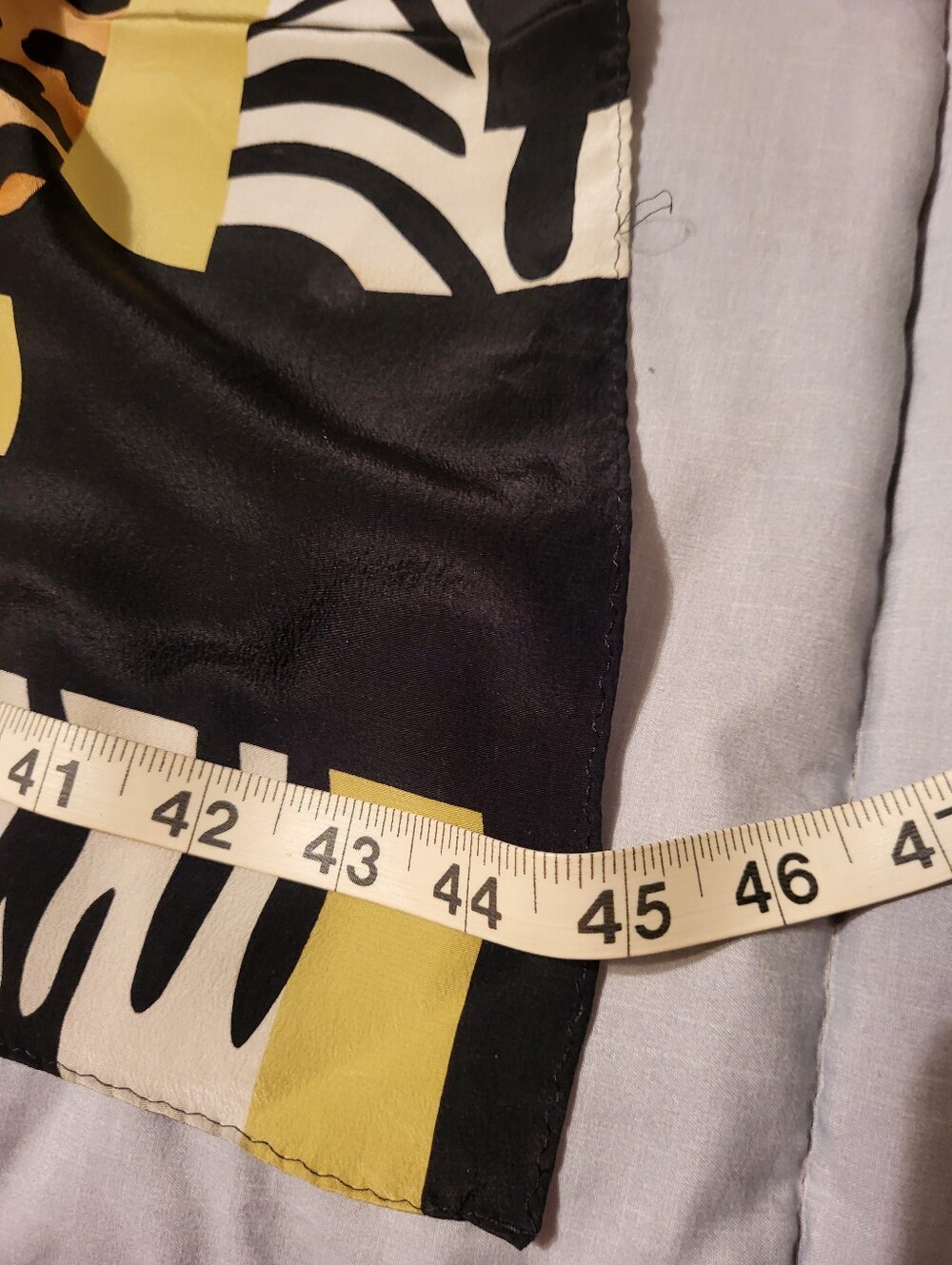 Black & Yellow Leopard Patterned Silk Scarf 42x45" - Picture 2 of 4
